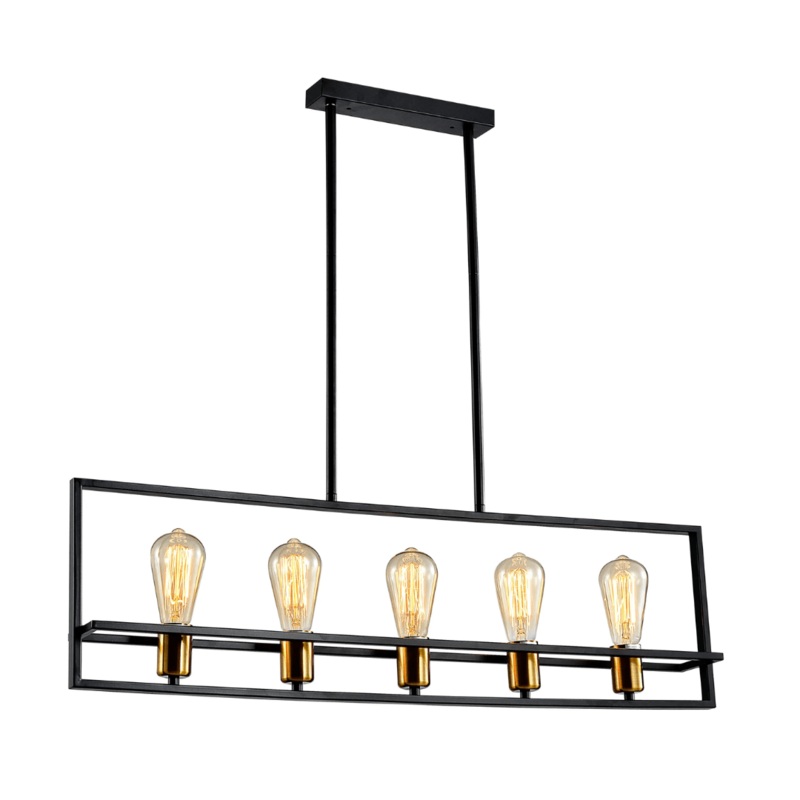 Black Metal Cuboid Kitchen Island Chandelier Ceiling Light – 8655-5