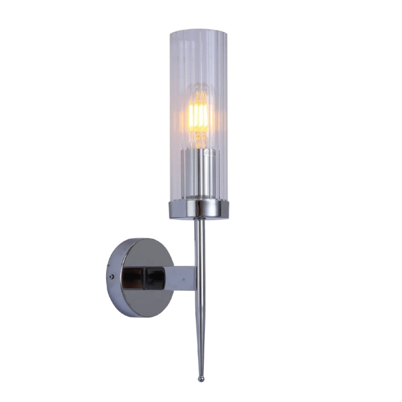 Cylinder Clear Reeded Chrome Metal + Glass Joseph Fonteyn Fluted Wall Light – SY8562-1W