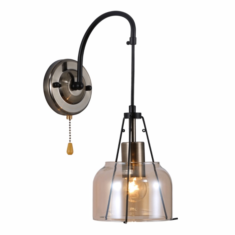Industrial Dome Amber Glass Shade 1xE27 Wall Light – 51783