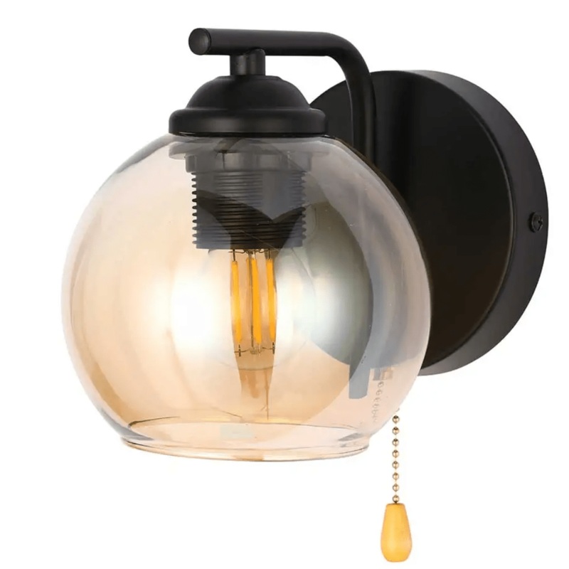 L-Shape Black 1xE27 Dome Glass Wall Light – 52016