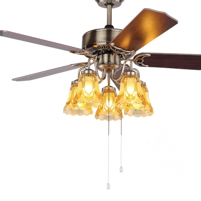 Retro Leaf Antique Ceiling Fan Light With Remote Control – 7W