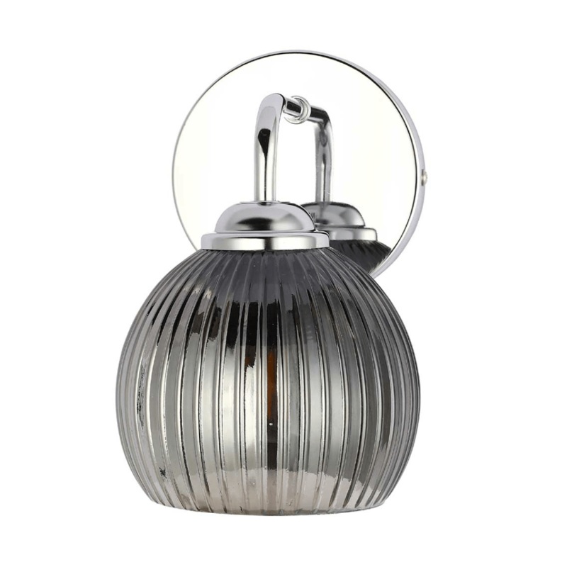 Semi Rounded 1xE27 Smoke+ Chrome Wall Light – 52040