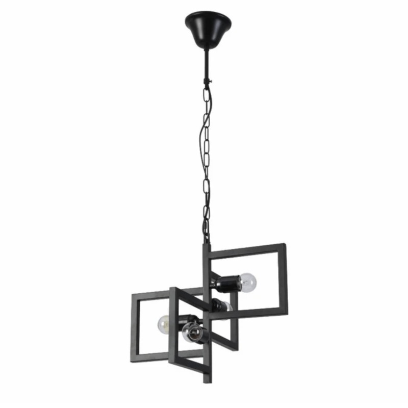 Black 4 Rectangle Chandelier E27 Pendant Ceiling Light – 375 mm