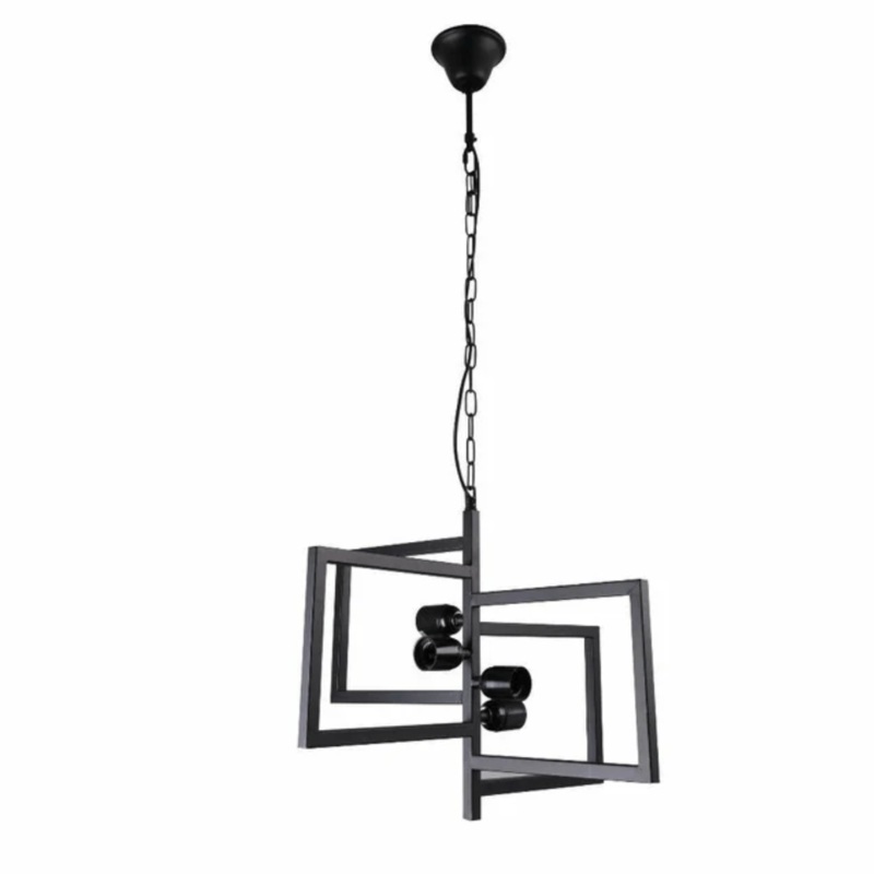 Black 4 Rectangle Chandelier E27 Pendant Ceiling Light – 510mm