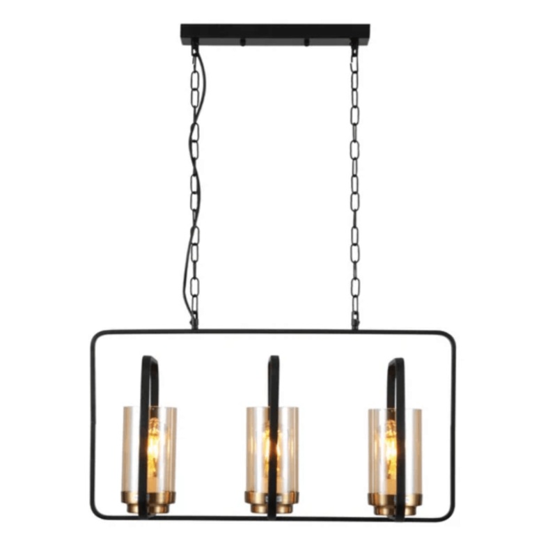 Black Amber Kitchen Island E27 Chandelier Pendant Ceiling Light – 3 Lamps