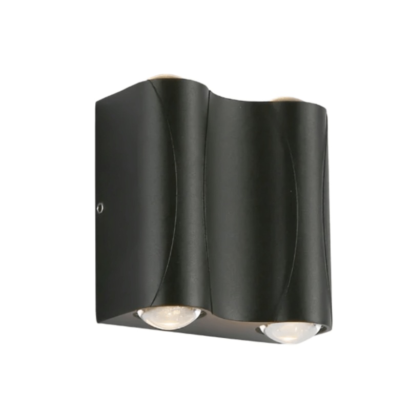 Black Corrugated Up Down Outdoor Modern LED Wall Light – 4 X 1W