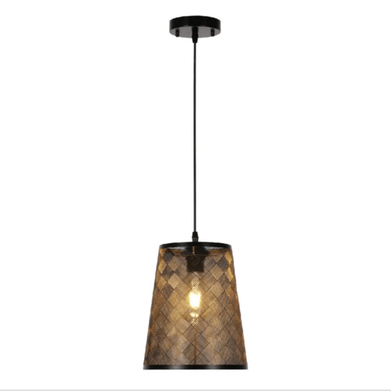 Black & Gold Metal Frustum  E27 Pendant Ceiling Light