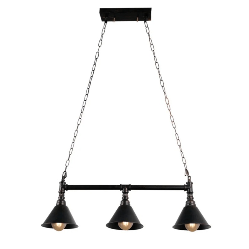 Black Metal Funnel Pipe Island Ceiling E27 Chandelier Light