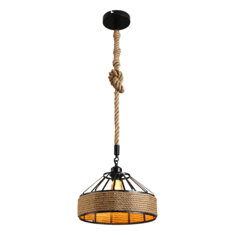 Black Metal Hemp Rope Cage Pendant Ceiling Light E27 – D300mm/D400mm
