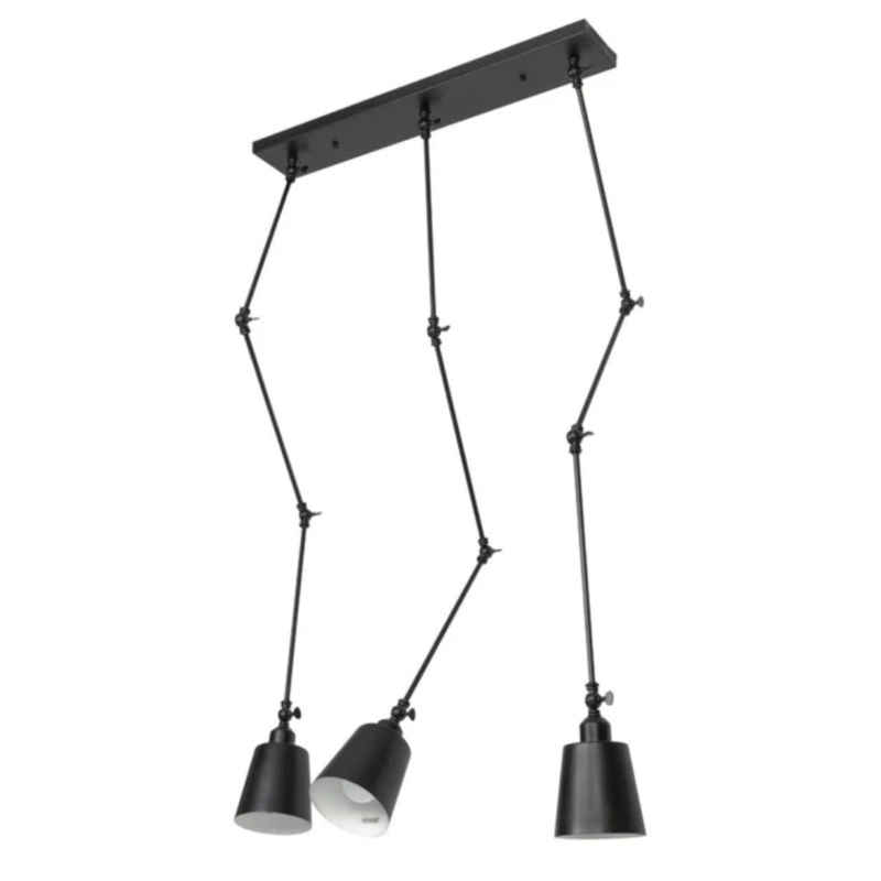 Black Metal Hinged Cone E27 Pendant Ceiling Light