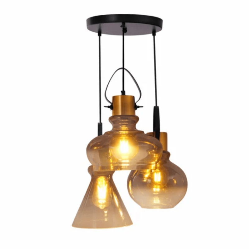 Bronze Gradient Glass Funnel Dome Globe E27 Pendant Ceiling Light