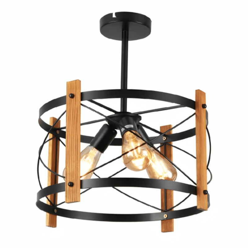 Caged Candle Industrial Retro Round E27 Pendant Ceiling Light