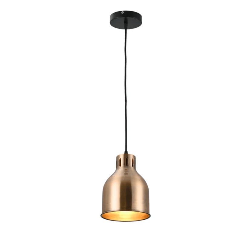 Contemporary Dome-Topped Cylinder Pendant Light –  Copper/Brass/Dark Pewter
