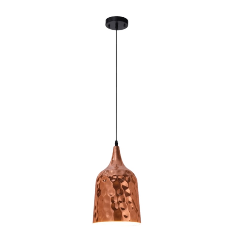 Copper Metal Golden Hammered Bell E27 Pendant Ceiling Light – 200 mm