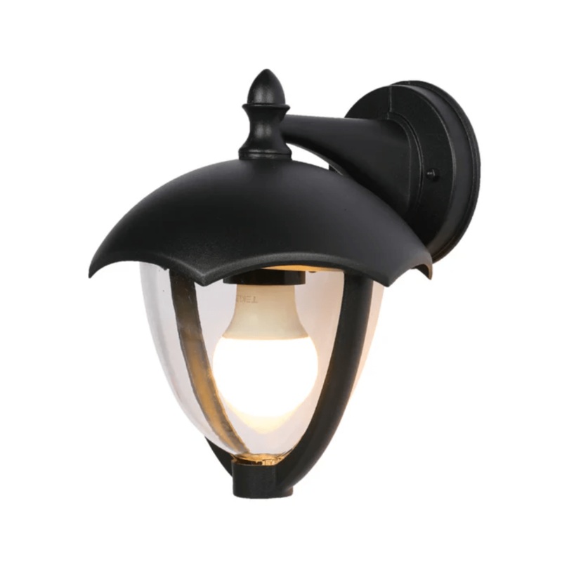 Megan Black E27 Outdoor Downwards Lantern Wall Light – 40W