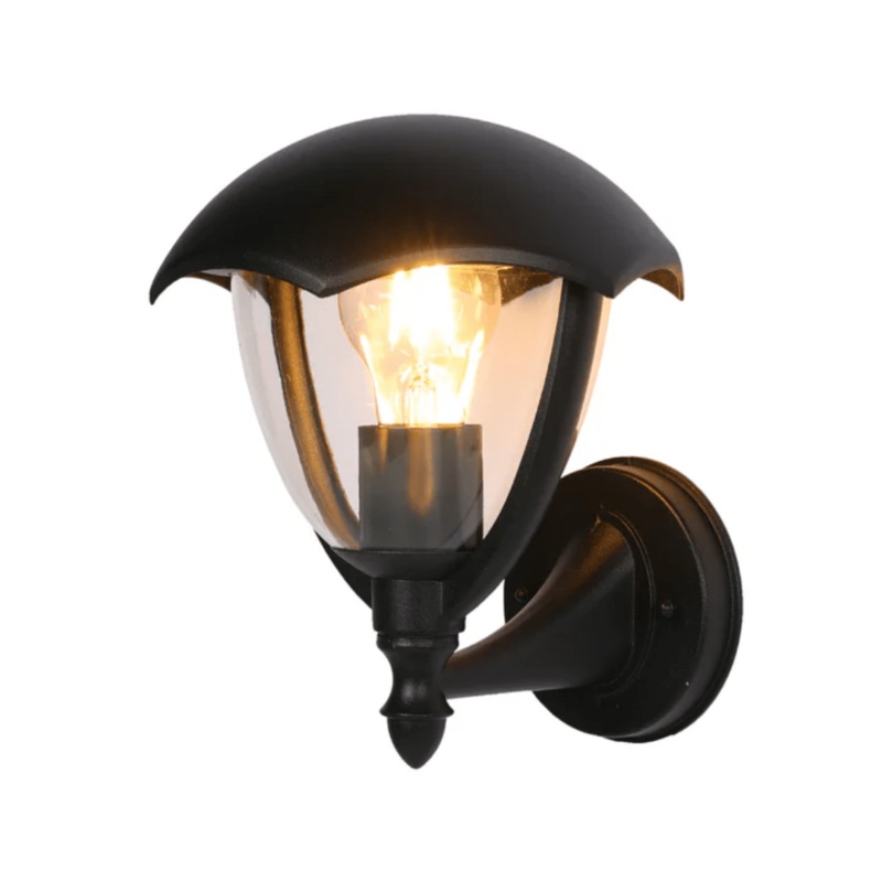 Megan Black E27 Outdoor Upwards Lantern Wall Light – 40W