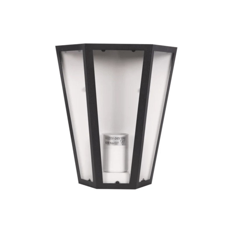 Modern Matt Black & White Clear Glass Lantern Trapezium E27 Wall Lamp – 60W