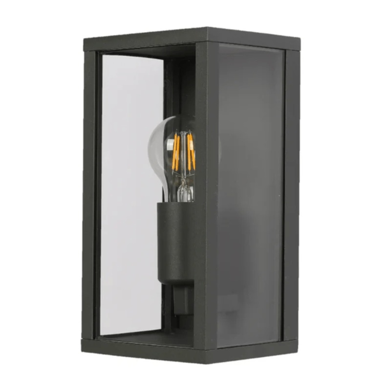 Oxford Dark Grey Box E27 Outdoor Lantern Wall Light – 40W