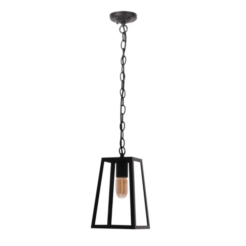 Trapezoidal Matt Black Clear Glass E27 Pendant Ceiling Light Lamp – 60W