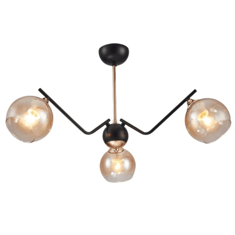 Amber Cone 3 Lamp Glass Spider Semi Flush Ceiling Light – 60W