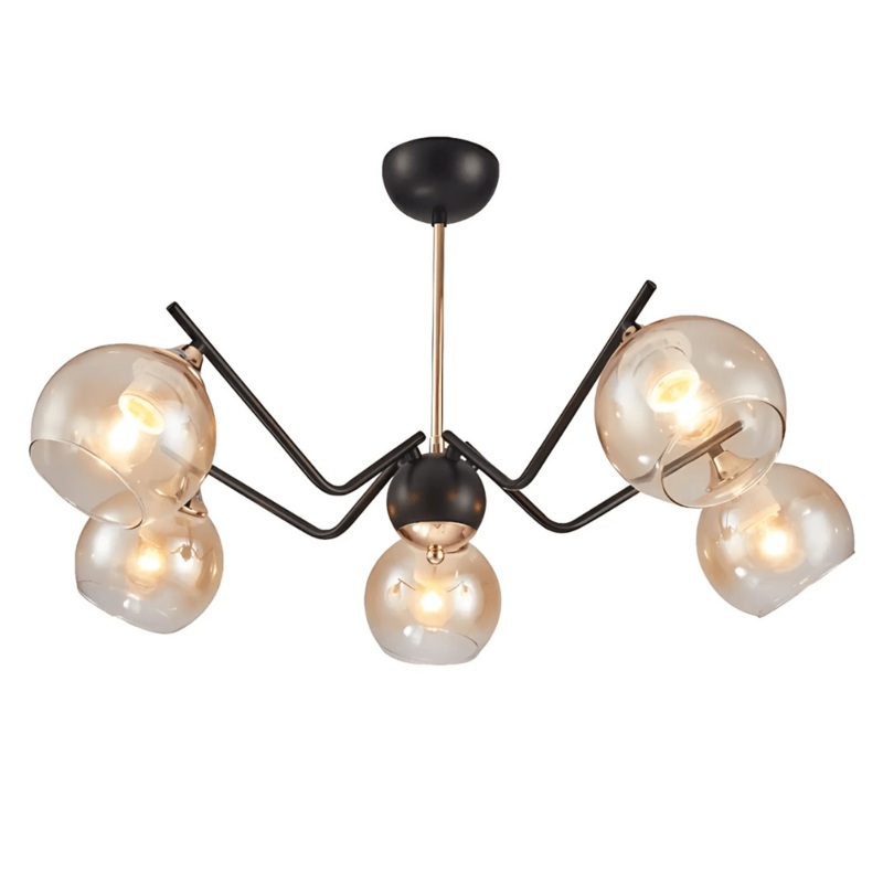 Amber Cone 5 Lamp Glass Spider Semi Flush Ceiling Light – 60W