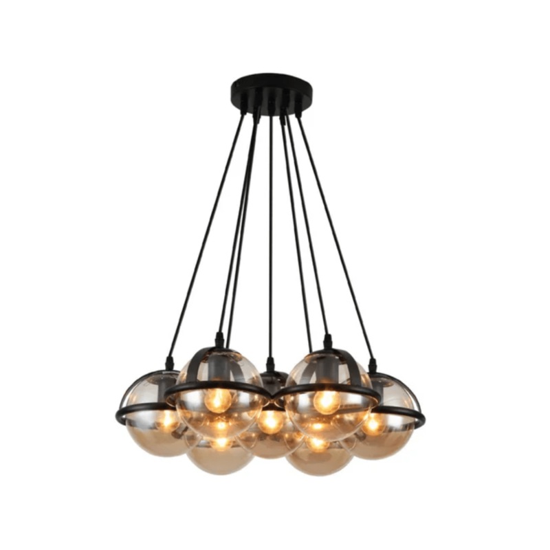 Amber Globe Glasses Daisy Modern Ceiling Light 7xE27 Fittings – 40W