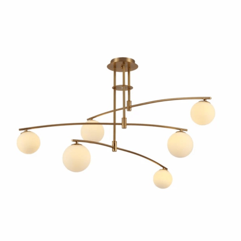 Balanced Palm Opal 6 Globes and Gold Body Modern Chandelier Ceiling Light – 18W