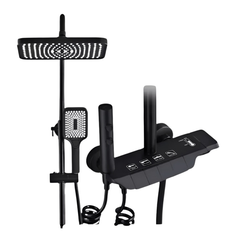 Bathroom Multifunctional 4-in-1 Black And Grey Shower Set
