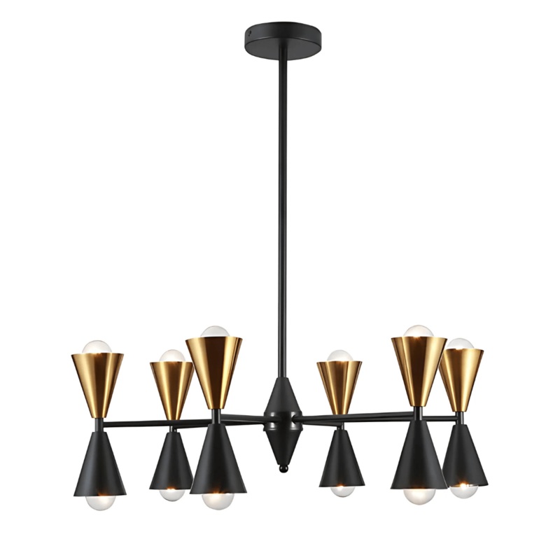 Black Gold Up And Down Funnel Modern Chandelier Ceiling Light – 40W