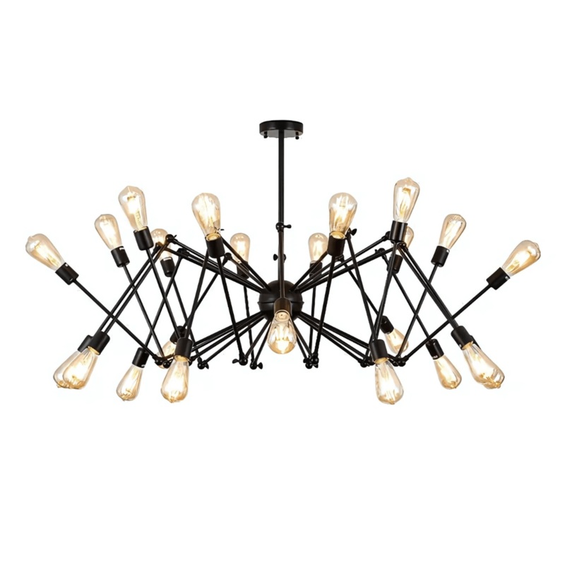 Black Hinged Rod Metal 24 Lamp Spider Chandelier Ceiling – 40W