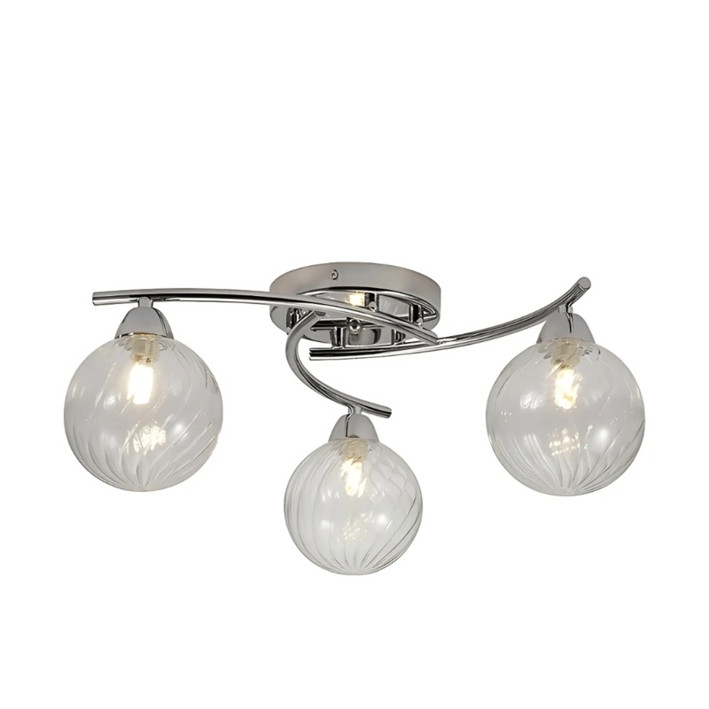 Chrome Metal 3xG9 Clear Glass Ceiling Light – 5W