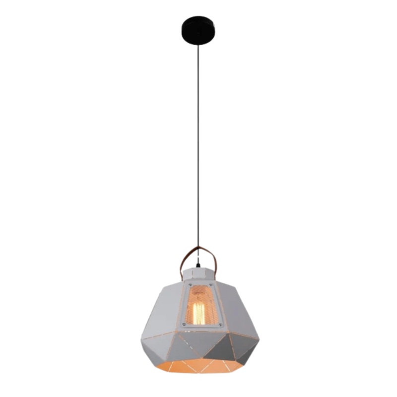 Esagono Pod Lantern Black or White E27 Pendant Ceiling Light – 260mm/330mm