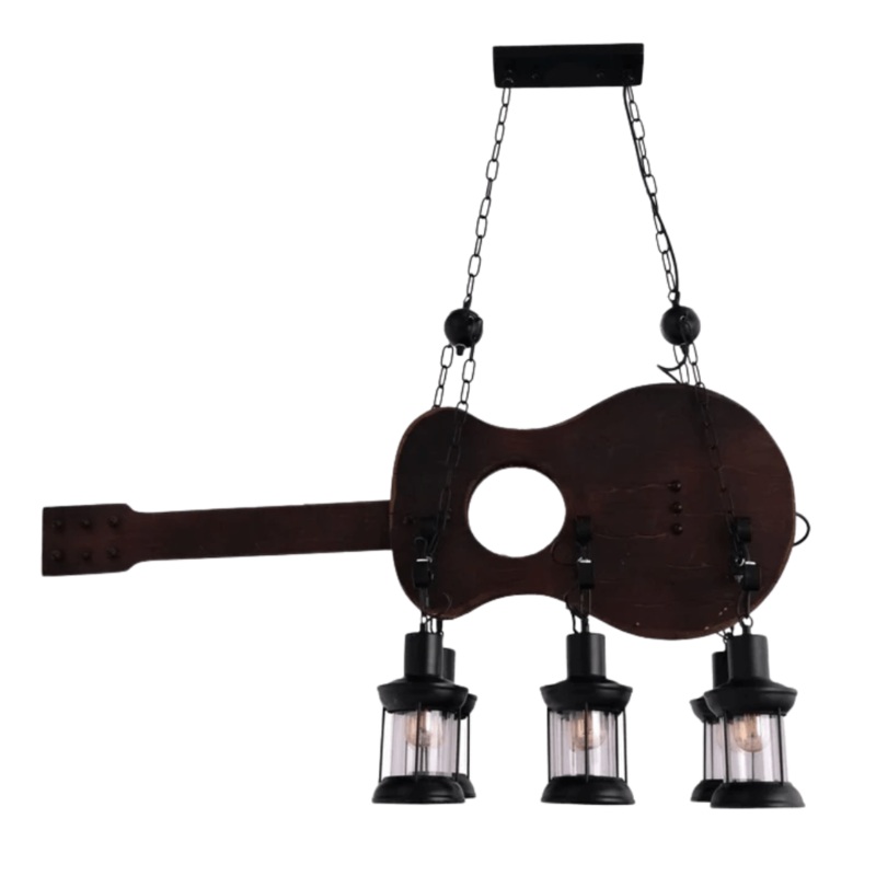 Farmhouse Wood Marine Guitar Nautical Kitchen Island Chandelier Ceiling Light