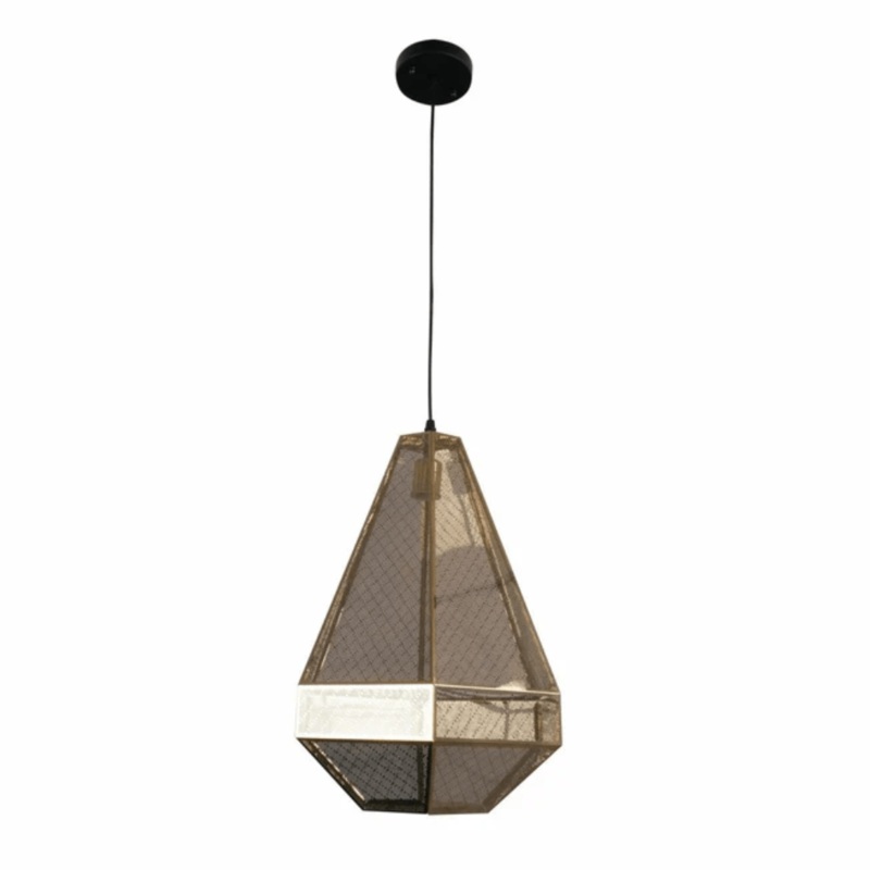 Gold Metal Polyhedral Pendant Ceiling Light E27 – D230mm/D300mm