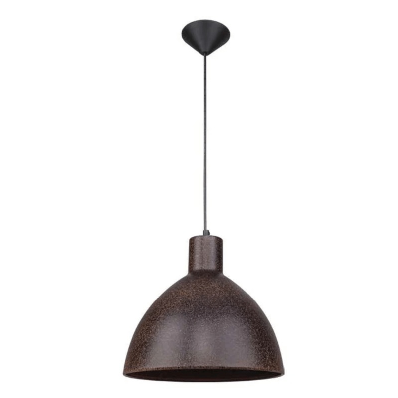 Industrial Dome Rusty Brown Metal E27 Pendant Ceiling Light Fitting – D300mm
