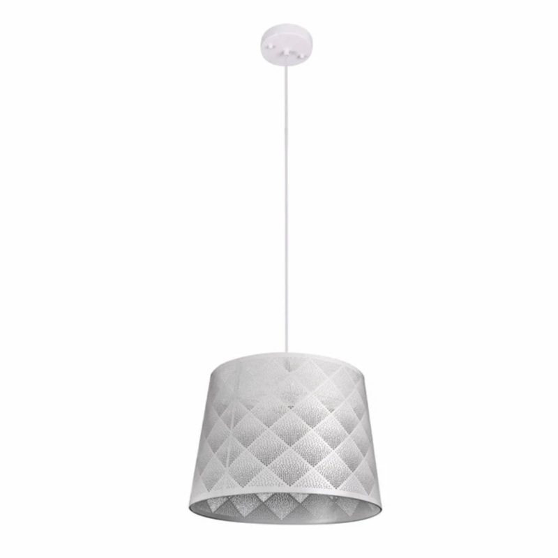 Light Effects White Argyle Classic Shade Metal Frustum E27 Pendant Ceiling Light