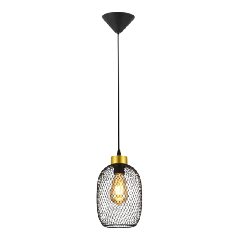 Mesh Black Cage Lantern Metal E27 Pendant Ceiling Light – D155mm