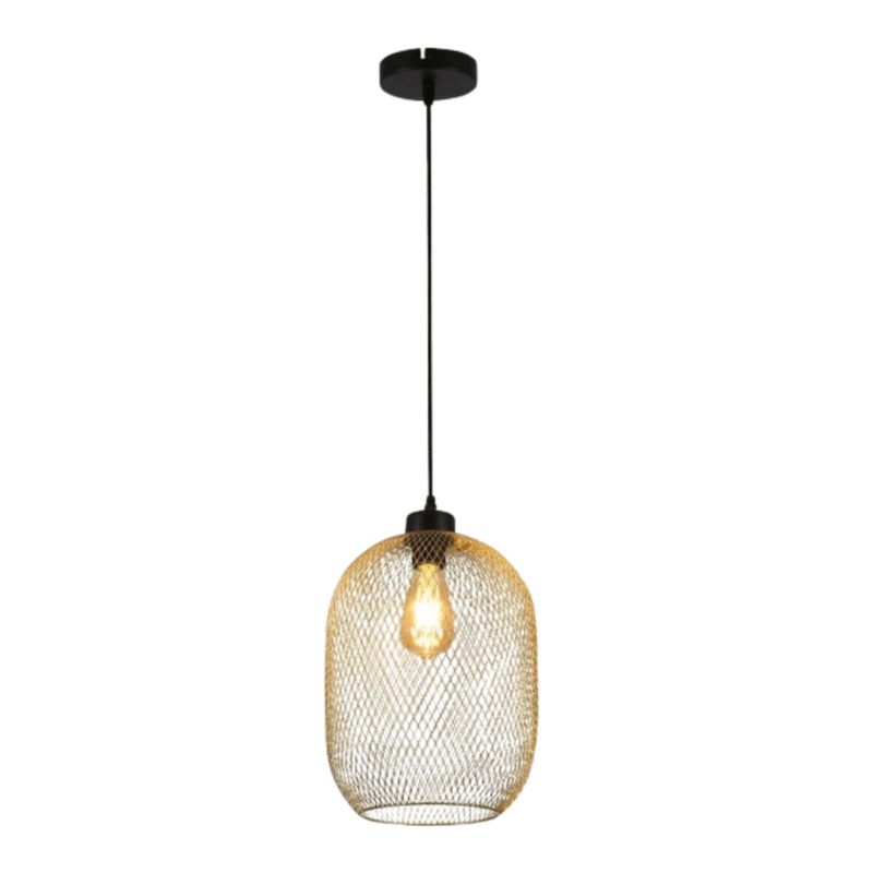 Mesh Gold Cage Lantern Metal E27 Pendant Ceiling Light – D155mm/D250mm