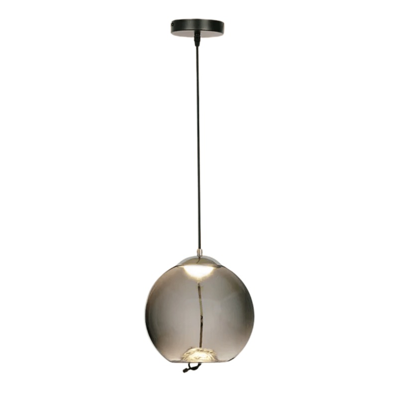 Modern Contemporary Large Globe Smoky Glass Pendant Ceiling Light with Built-in LED