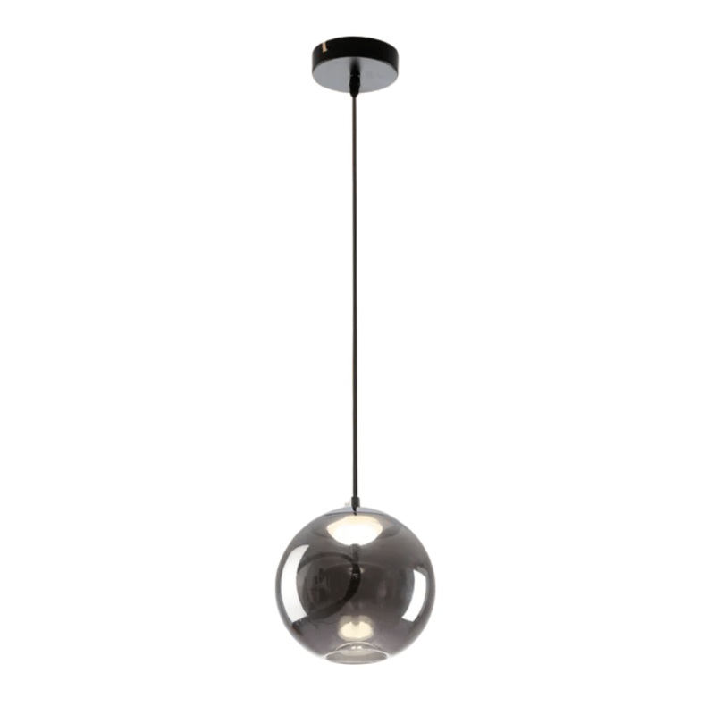 Modern Contemporary Small Globe Smoky Glass Pendant Ceiling Light with Built-in LED