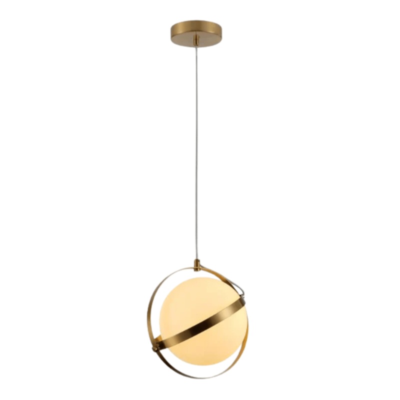 Opal Globe Glass Gold Rings Pendant Ceiling Light G9 Fitting