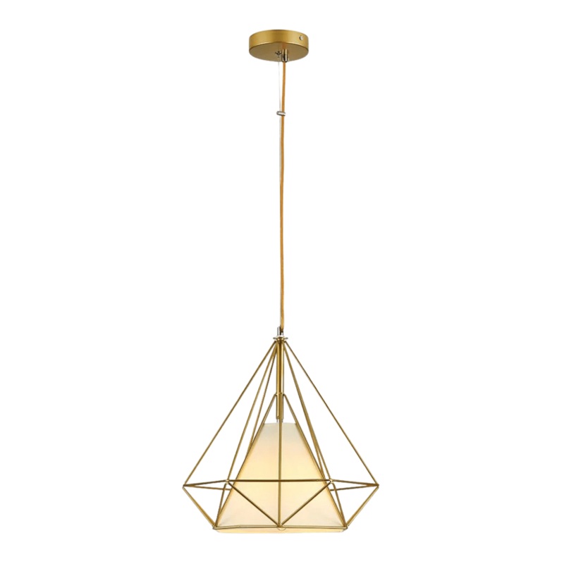 Opal Shade Wired Geometric Cage Pendant Ceiling Light