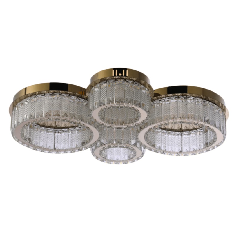 Quadruple-ring Crystal Flush Ceiling Chandelier Light with Remote Control – 42W