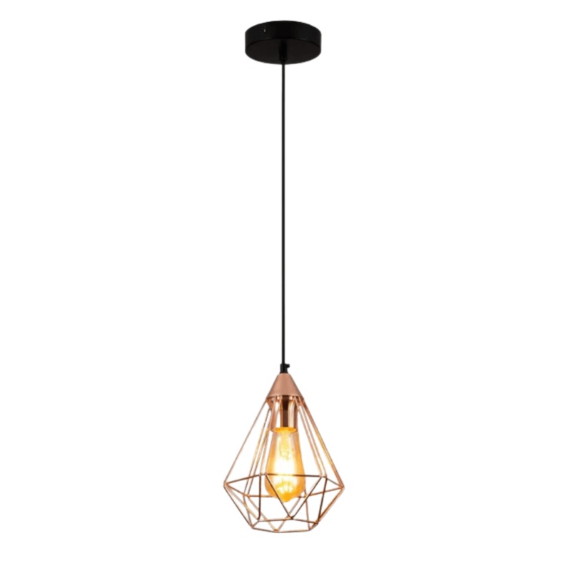 Rose Gold Metal Cage Pendant Ceiling Light E27 – 190mm