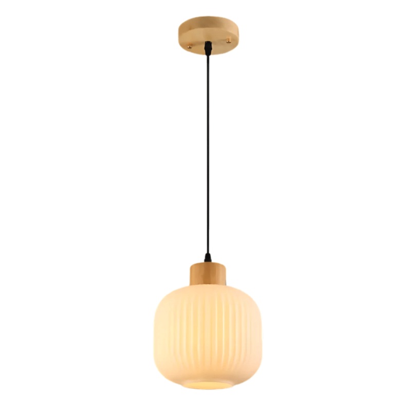 Sawyer Ribbed Fluted Reeded Maloto Lantern Opal Glass Pendant Ceiling – 205mm