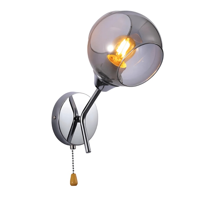 Smoky Barrel Glass Chrome Metal Body Sputnik Modern Wall Light – 60W