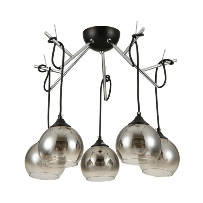 Smoky Dome Glass Chrome 5 Lamps Twig Modern Ceiling Light – 40W