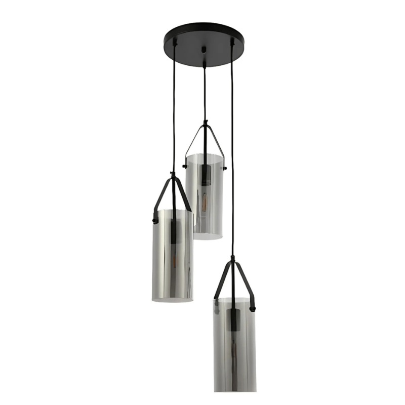Smoky Glass Round Adjustable Drop Chandelier Light – 40W