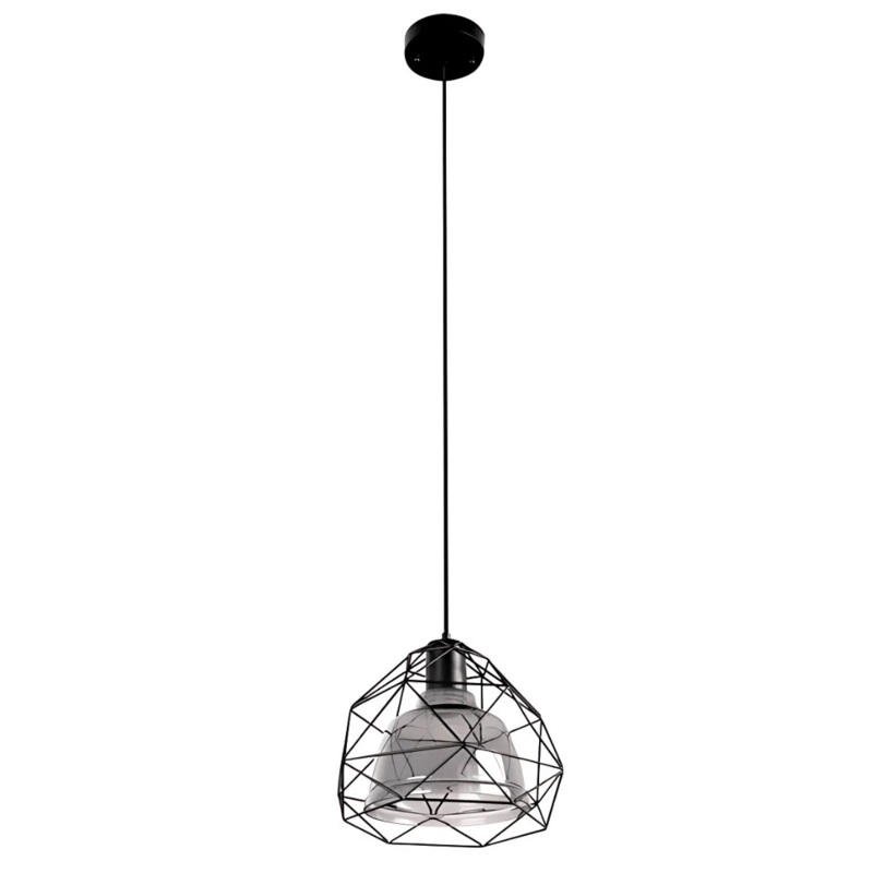 Smoky Or Copper Glass Dome Metal Cage Pendant Ceiling Light – 40W