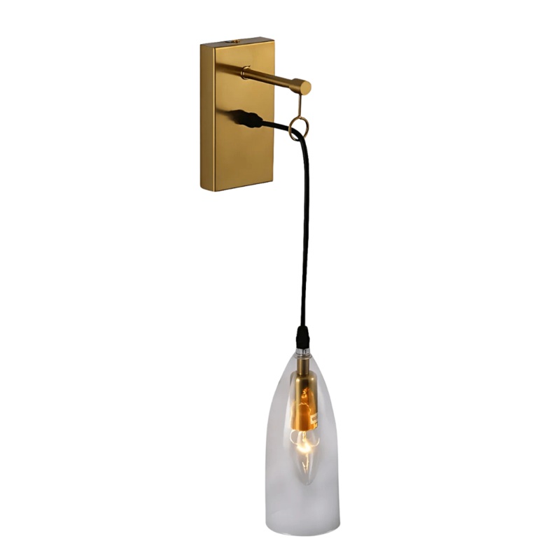 Snowdrop Clear Glass Gold Metal Pendant Wall Light – 40W